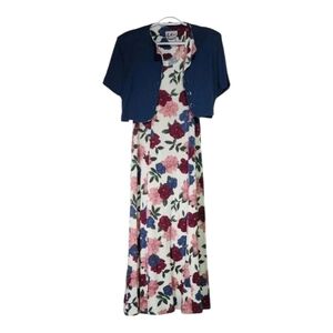 LA Gal Vintage 90s Jacket & Dress Set Size 12 – Floral Print, Made in USA